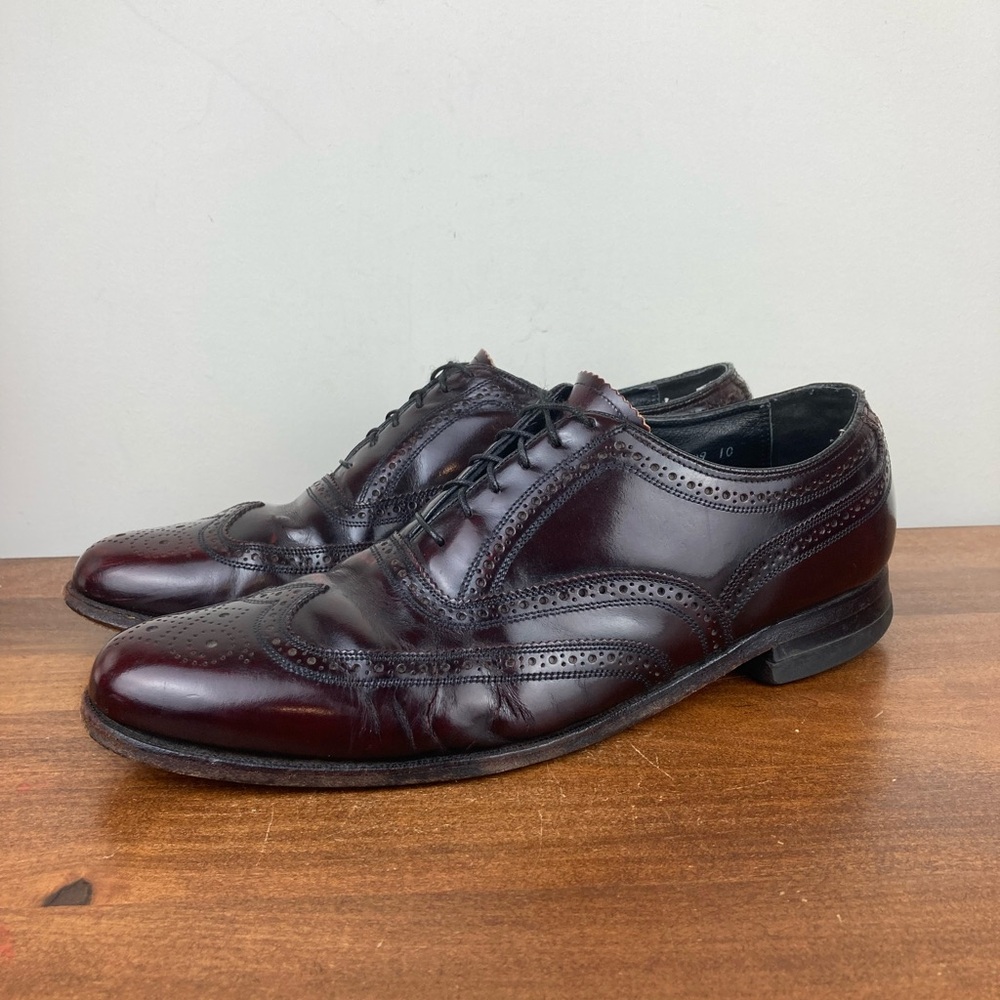 FLORSHEIM Balmoral Burgundy Leather Wingtip Oxford Dress Shoes Men's Size 11D.